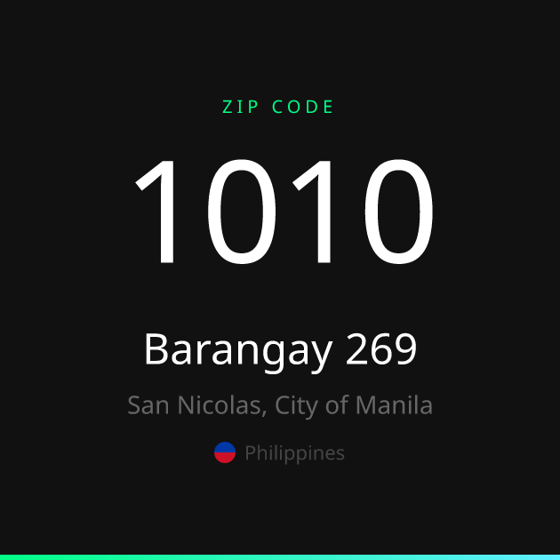 Zip Code 269 Barangay 269 ZIP Code 1010 | San Nicolas, Philippines