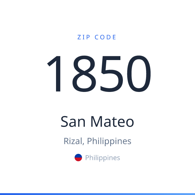 Shareable ZIP code 1850 card for San Mateo, light theme