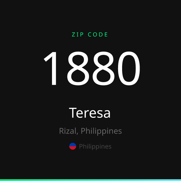 Shareable ZIP code 1880 card for Teresa, dark theme