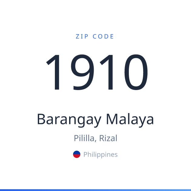 Shareable ZIP code 1910 card for Barangay Malaya, light theme