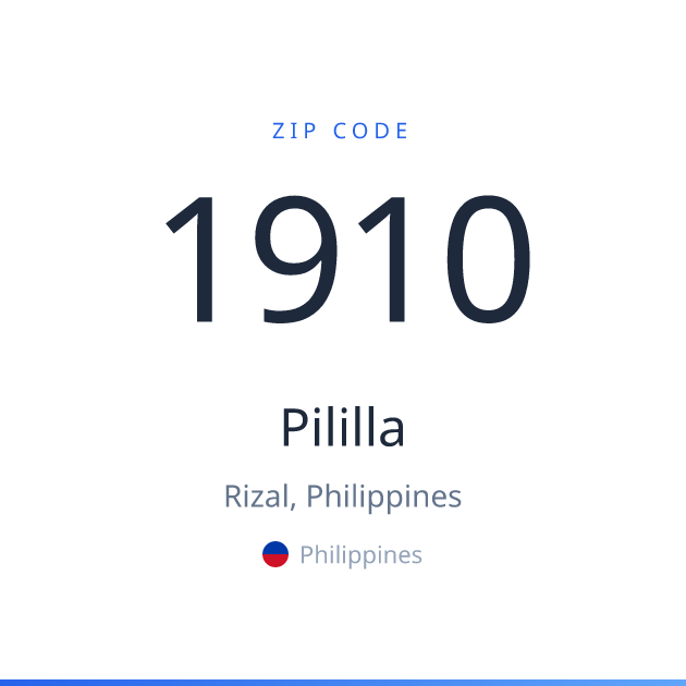 Shareable ZIP code 1910 card for Pililla, light theme