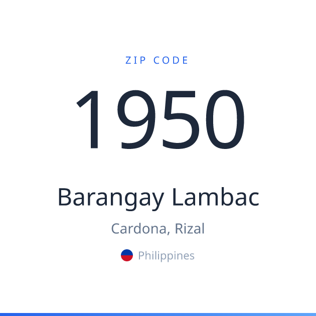Shareable ZIP code 1950 card for Barangay Lambac, light theme