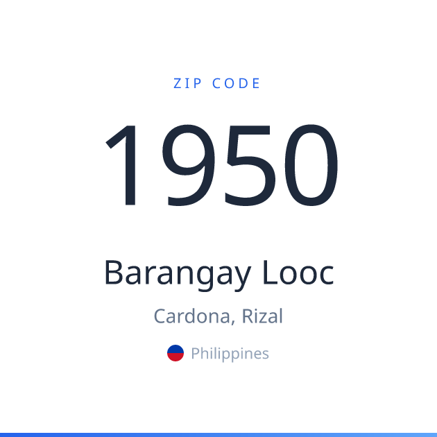 Shareable ZIP code 1950 card for Barangay Looc, light theme