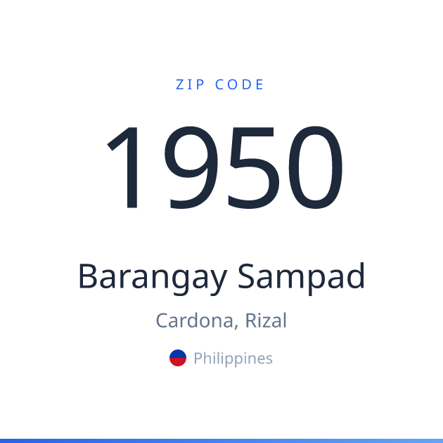 Shareable ZIP code 1950 card for Barangay Sampad, light theme