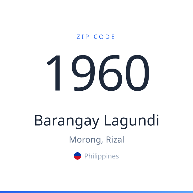 Shareable ZIP code 1960 card for Barangay Lagundi, light theme