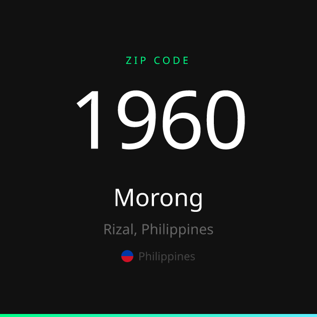 Shareable ZIP code 1960 card for Morong, dark theme