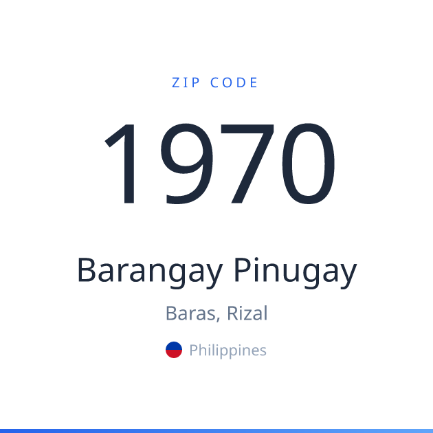 Shareable ZIP code 1970 card for Barangay Pinugay, light theme