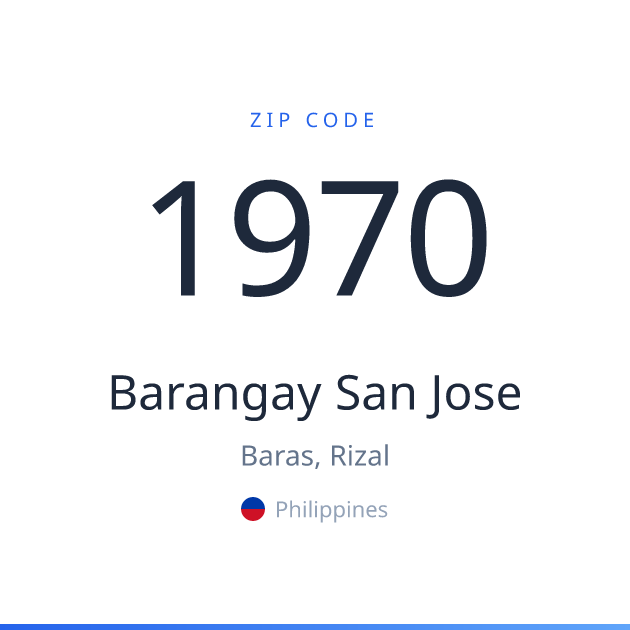 Shareable ZIP code 1970 card for Barangay San Jose, light theme