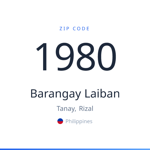 Shareable ZIP code 1980 card for Barangay Laiban, light theme