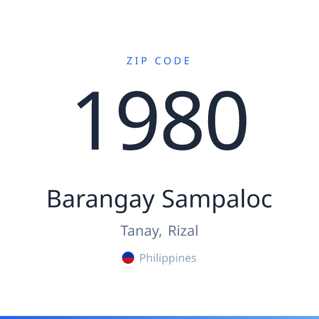 Shareable ZIP code 1980 card for Barangay Sampaloc, light theme