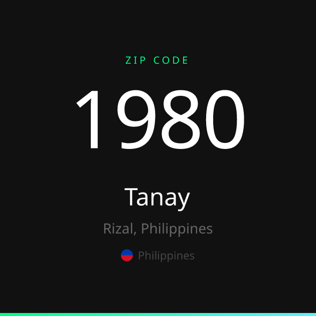 Shareable ZIP code 1980 card for Tanay, dark theme