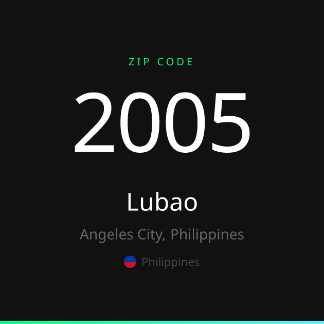 Shareable ZIP code 2005 card for Lubao, dark theme