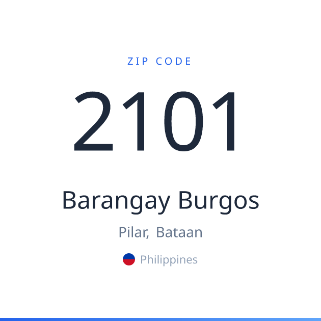 Shareable ZIP code 2101 card for Barangay Burgos, light theme