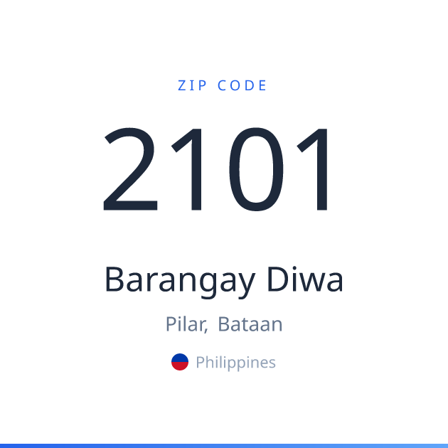 Shareable ZIP code 2101 card for Barangay Diwa, light theme