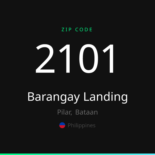 Shareable ZIP code 2101 card for Barangay Landing, dark theme