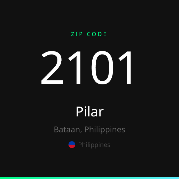 Shareable ZIP code 2101 card for Pilar, dark theme