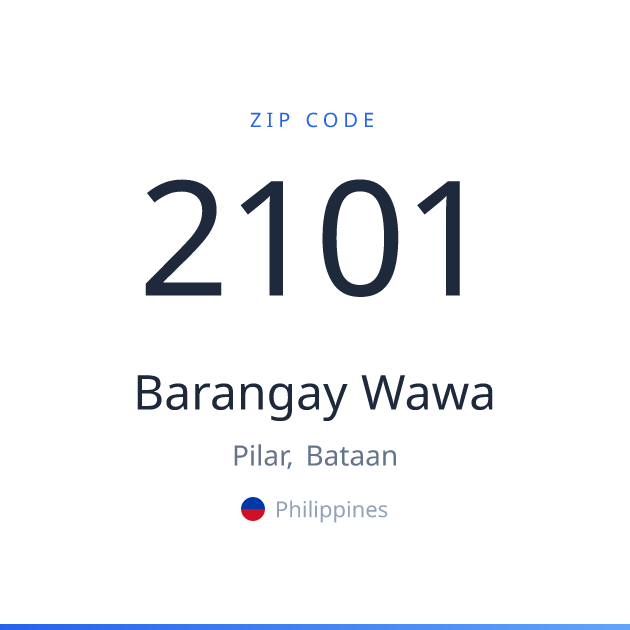Shareable ZIP code 2101 card for Barangay Wawa, light theme