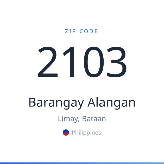 Shareable ZIP code 2103 card for Barangay Alangan, light theme