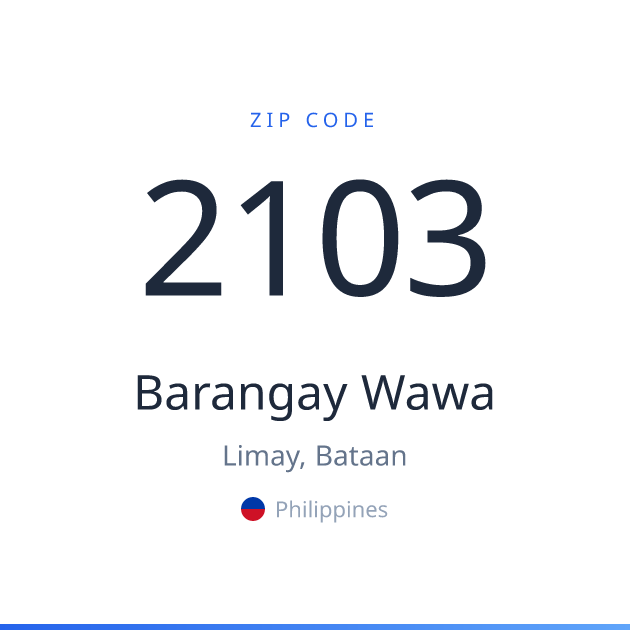 Shareable ZIP code 2103 card for Barangay Wawa, light theme