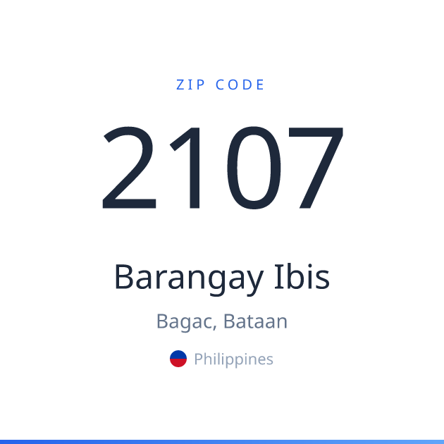 Shareable ZIP code 2107 card for Barangay Ibis, light theme