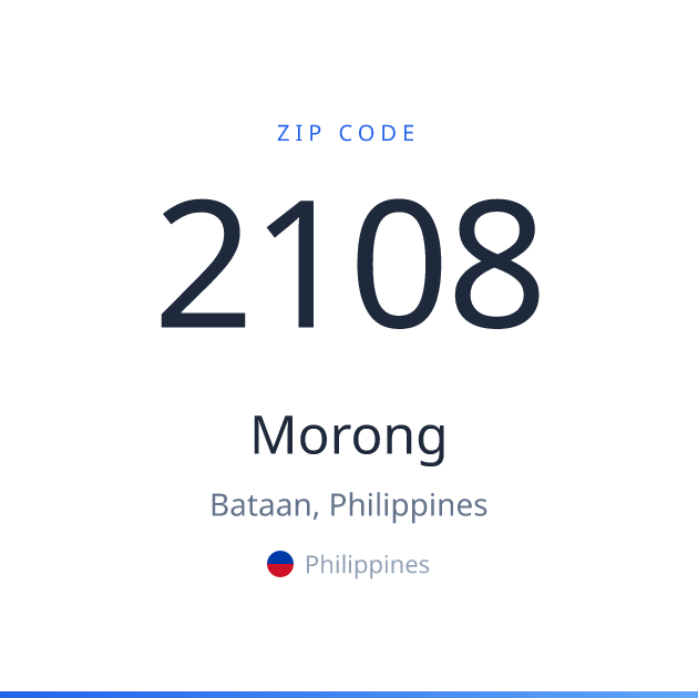 Shareable ZIP code 2108 card for Morong, light theme