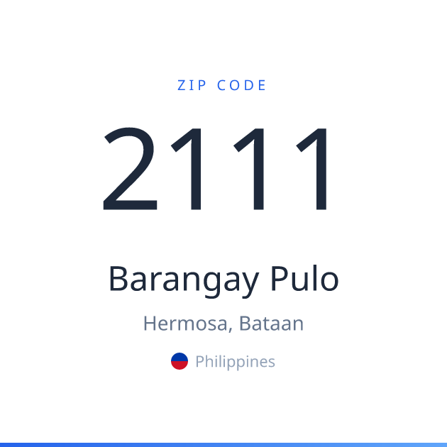 Shareable ZIP code 2111 card for Barangay Pulo, light theme