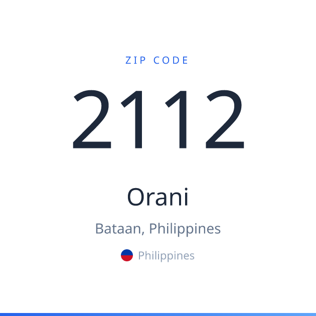 Shareable ZIP code 2112 card for Orani, light theme