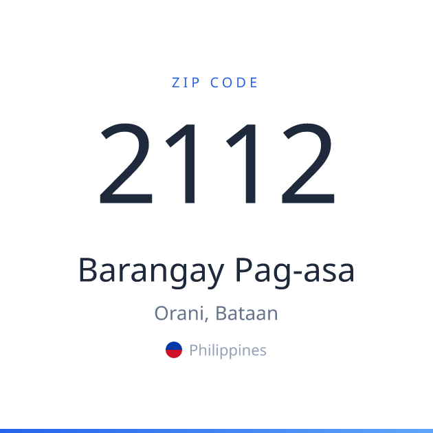 Shareable ZIP code 2112 card for Barangay Pag-asa, light theme