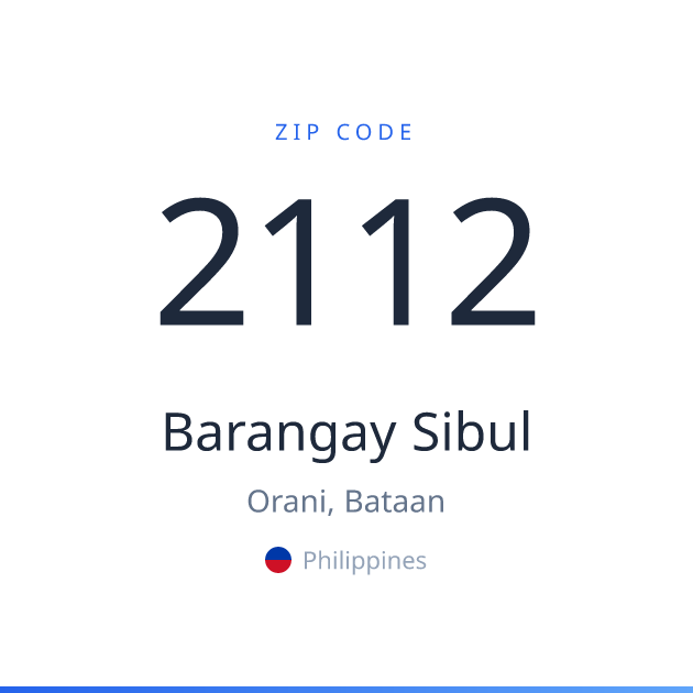 Shareable ZIP code 2112 card for Barangay Sibul, light theme