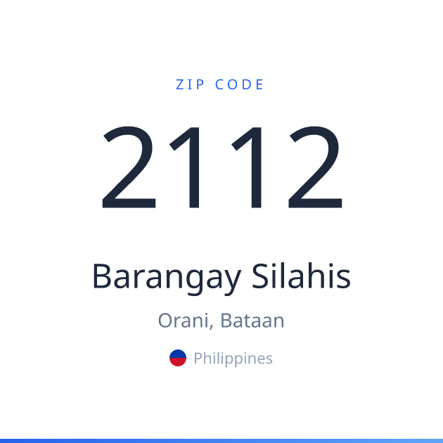 Shareable ZIP code 2112 card for Barangay Silahis, light theme