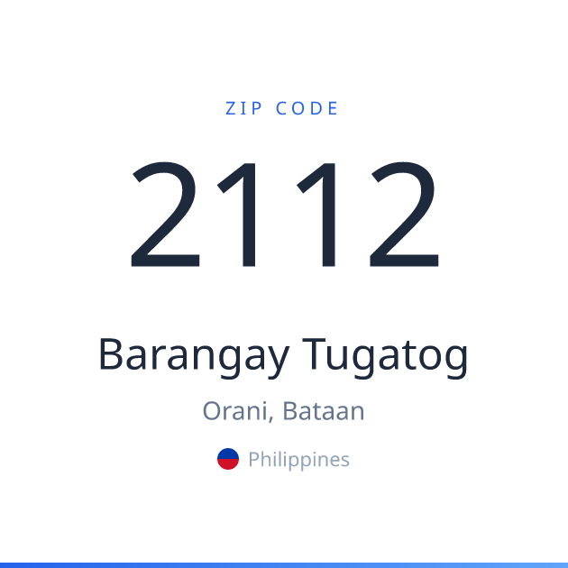 Shareable ZIP code 2112 card for Barangay Tugatog, light theme
