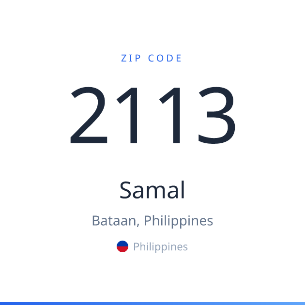 Shareable ZIP code 2113 card for Samal, light theme