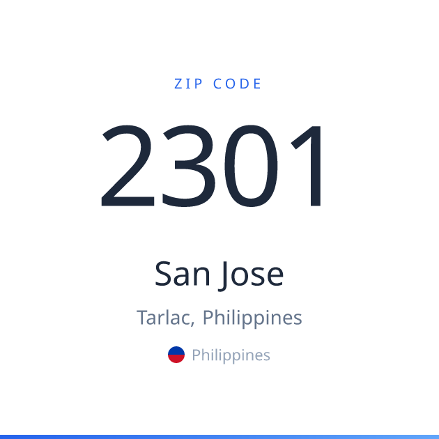 Shareable ZIP code 2301 card for San Jose, light theme