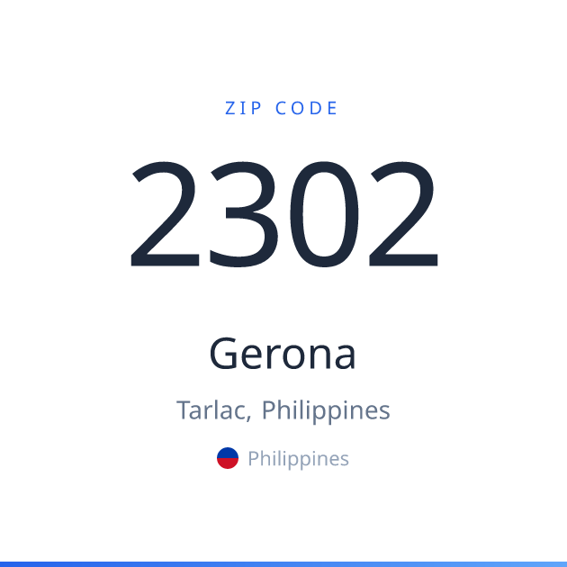 Shareable ZIP code 2302 card for Gerona, light theme
