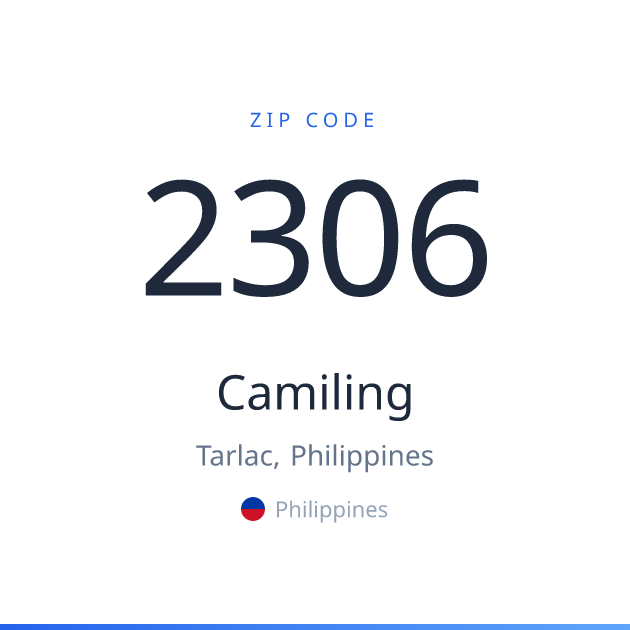 Shareable ZIP code 2306 card for Camiling, light theme
