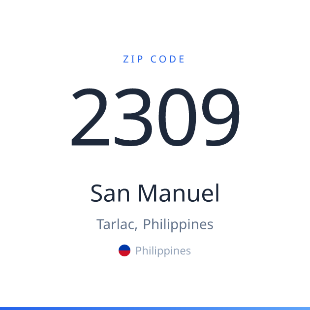 Shareable ZIP code 2309 card for San Manuel, light theme