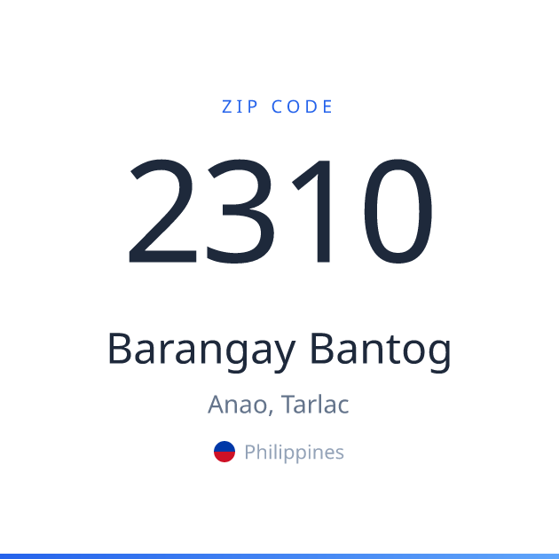 Shareable ZIP code 2310 card for Barangay Bantog, light theme