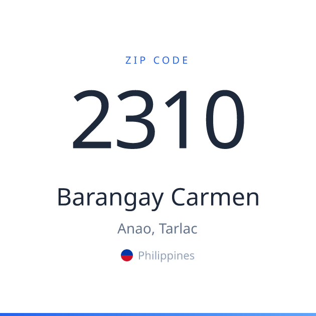Shareable ZIP code 2310 card for Barangay Carmen, light theme
