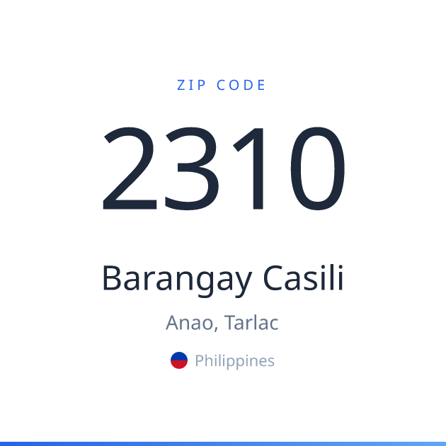 Shareable ZIP code 2310 card for Barangay Casili, light theme