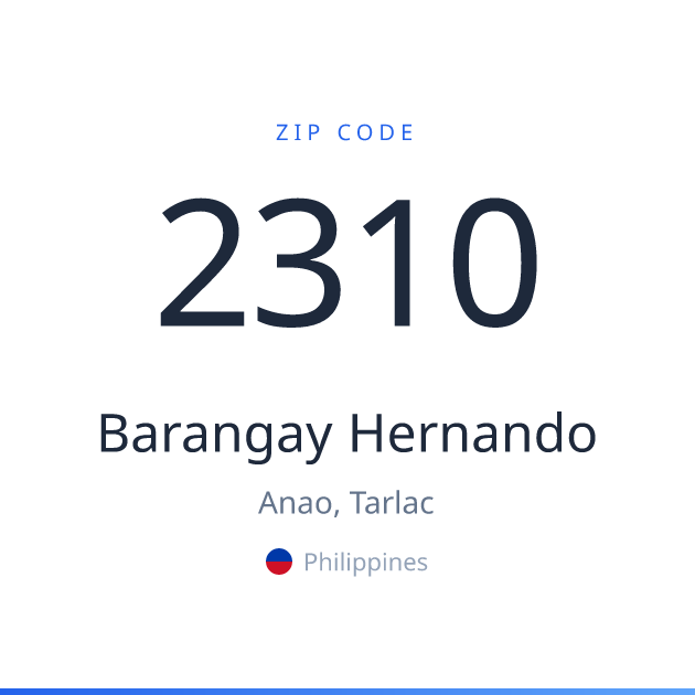 Shareable ZIP code 2310 card for Barangay Hernando, light theme
