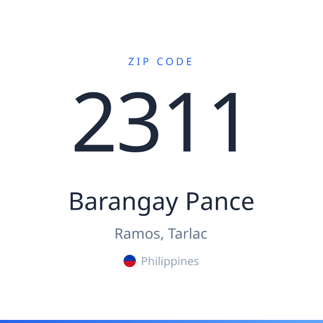 Shareable ZIP code 2311 card for Barangay Pance, light theme