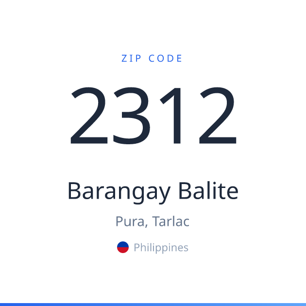 Shareable ZIP code 2312 card for Barangay Balite, light theme