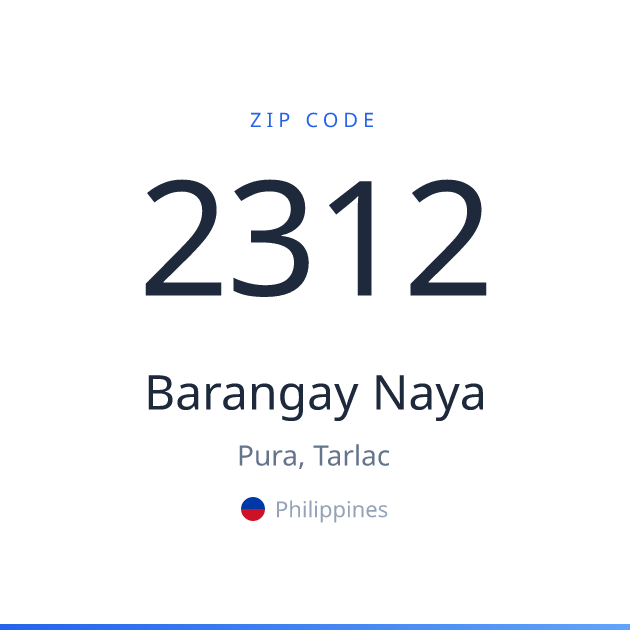 Shareable ZIP code 2312 card for Barangay Naya, light theme