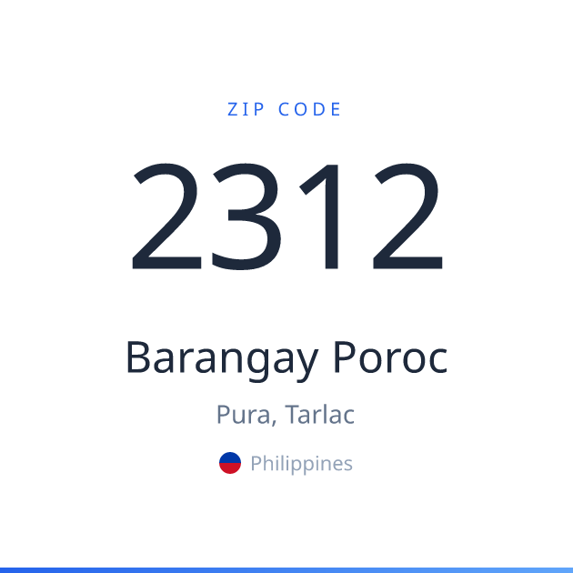 Shareable ZIP code 2312 card for Barangay Poroc, light theme