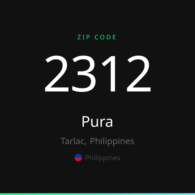 Shareable ZIP code 2312 card for Pura, dark theme