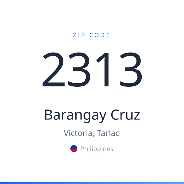 Shareable ZIP code 2313 card for Barangay Cruz, light theme