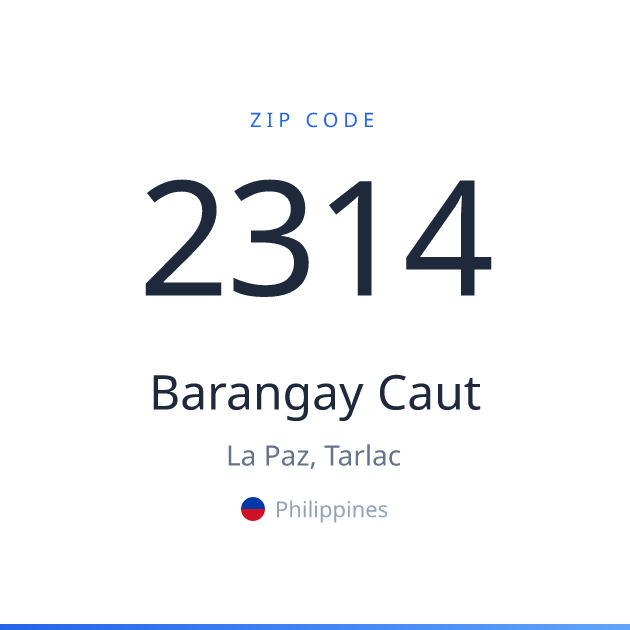 Shareable ZIP code 2314 card for Barangay Caut, light theme
