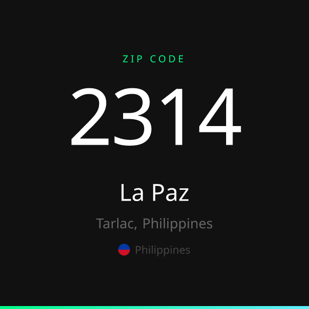 Shareable ZIP code 2314 card for La Paz, dark theme