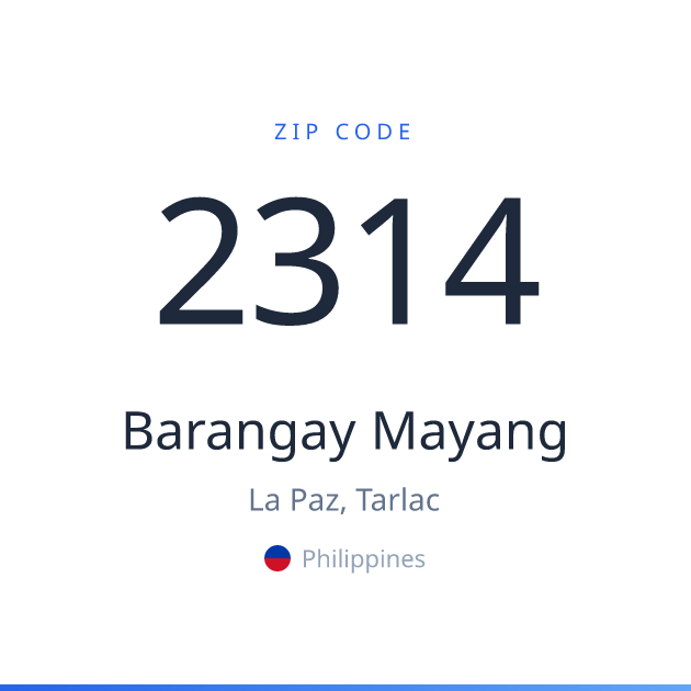 Shareable ZIP code 2314 card for Barangay Mayang, light theme