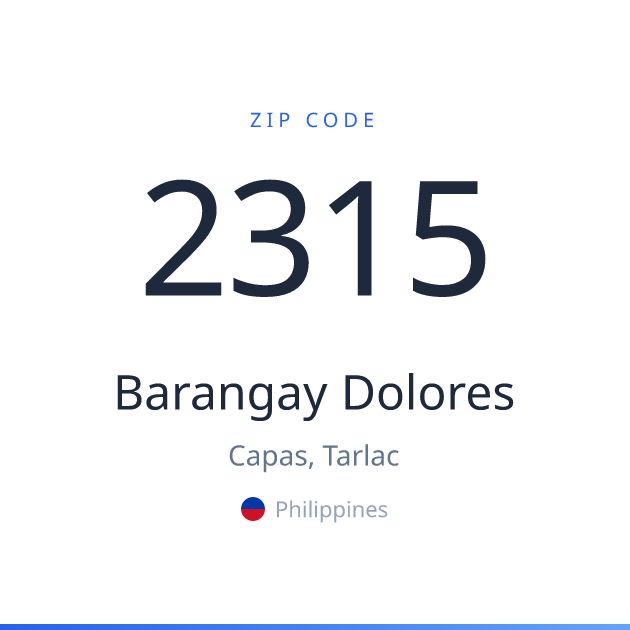 Shareable ZIP code 2315 card for Barangay Dolores, light theme